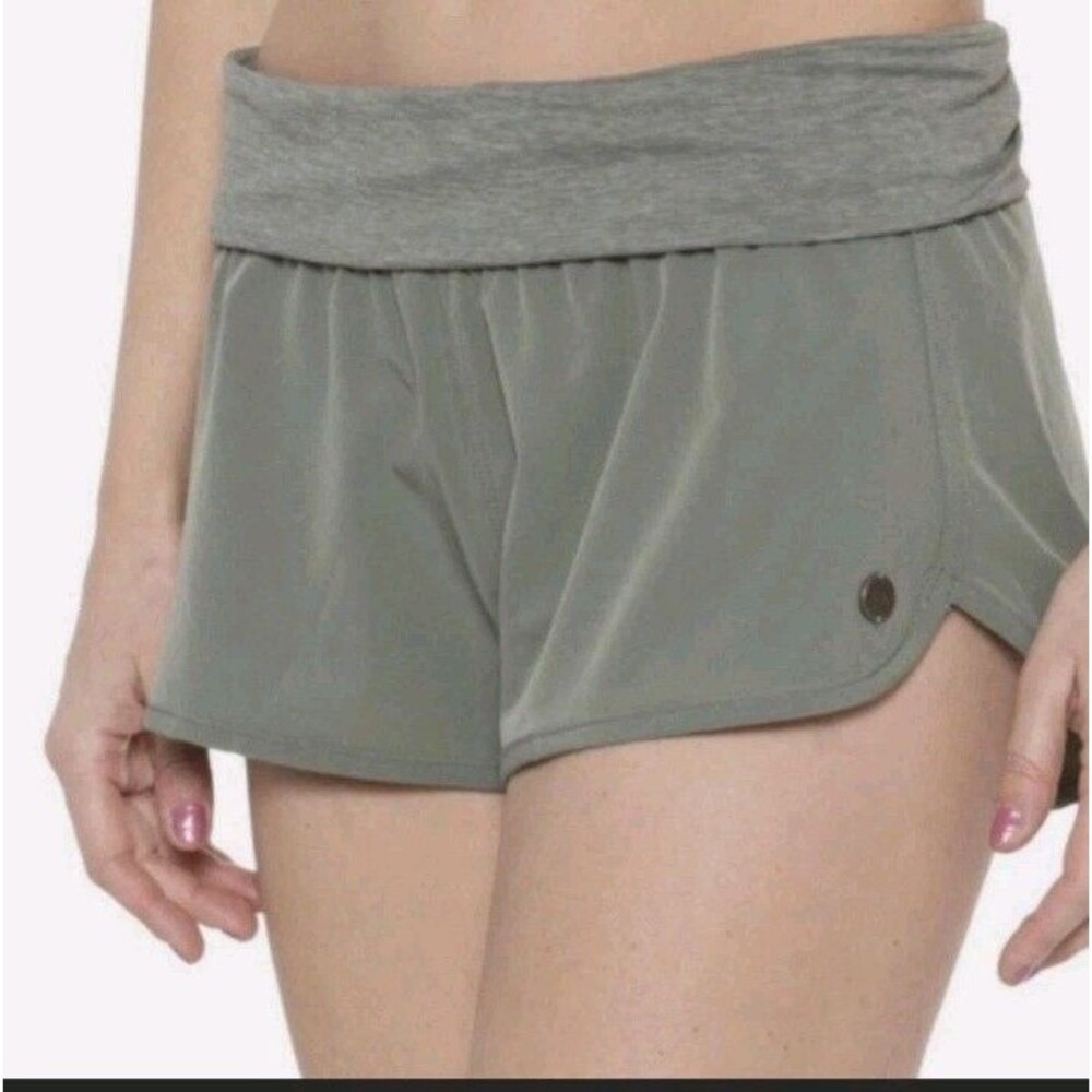 prAna Sunriver Women's M Sage Green Athletic Running Shorts Foldover Waistband
